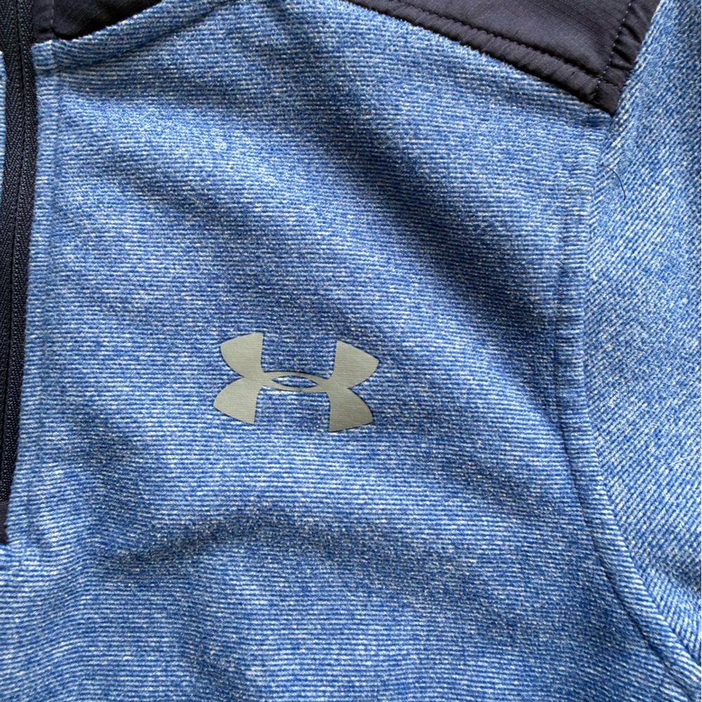Under Armour UA Boys Size M 9/10 Heathered Blue Performance Pullover Sweatshirt - Picture 2 of 7